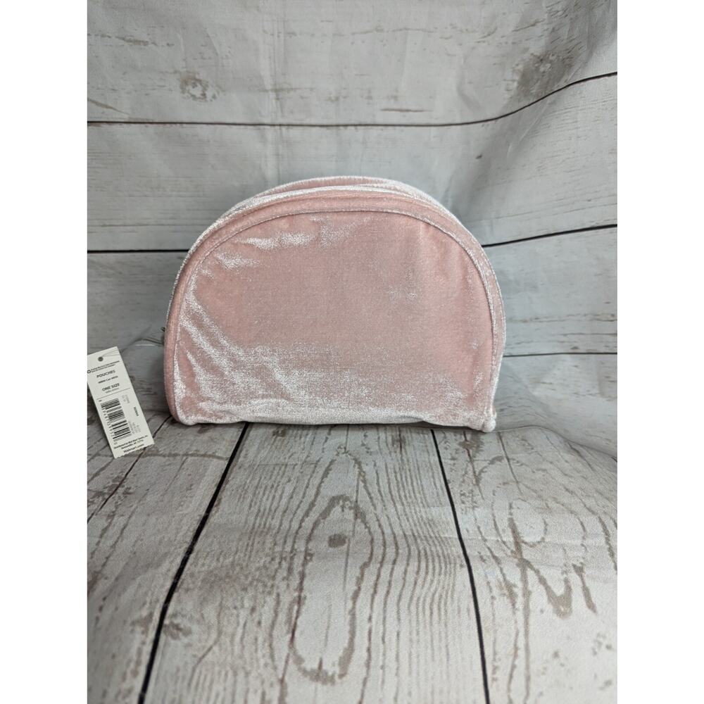 Pink Velvet Make-up Bag Pouch Zip Closure 8" W X 5.5" H NEW